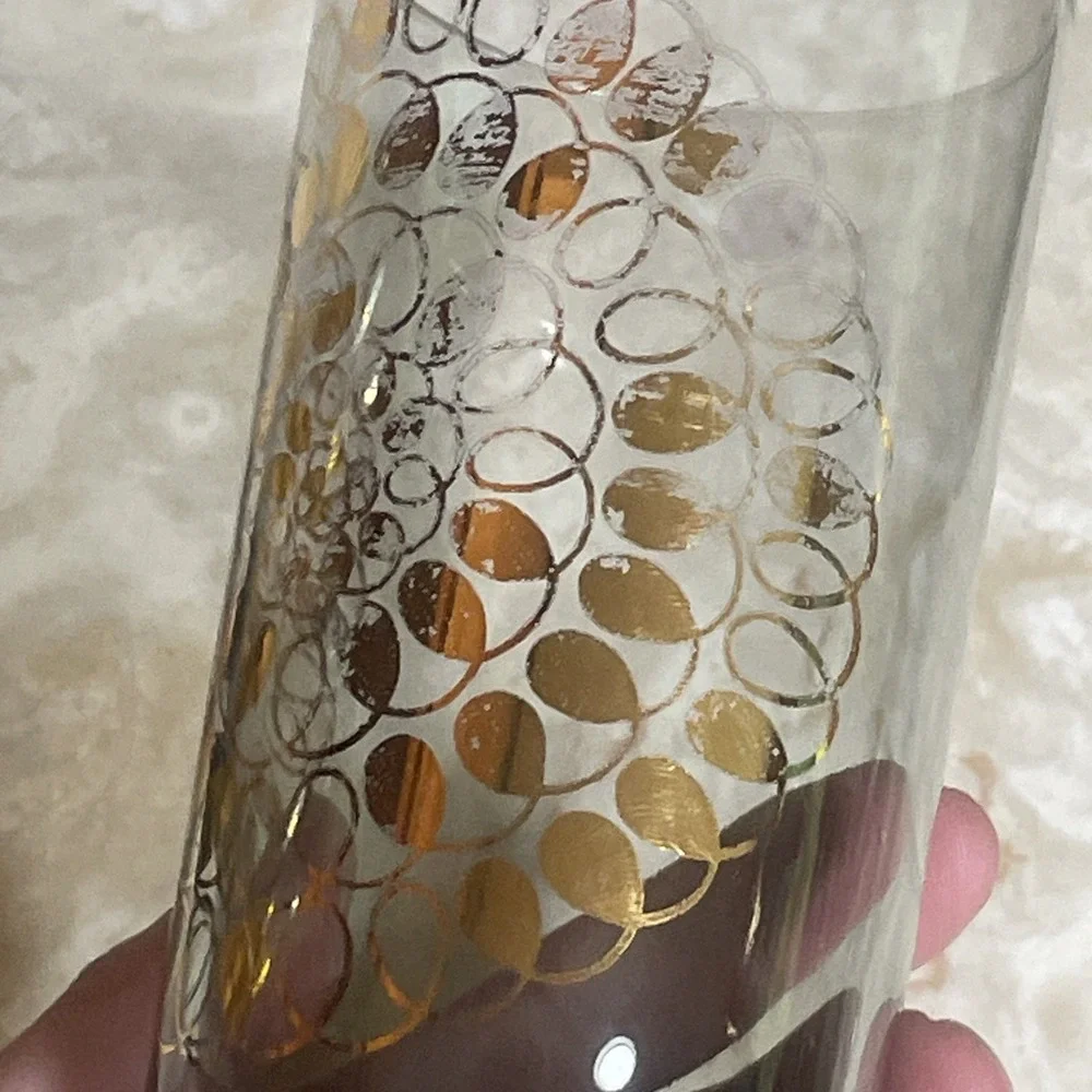 Vintage Federal Glass Smoky Gray Glass‎ With Gold 
